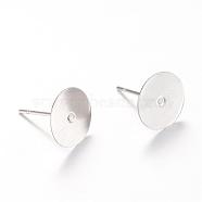 304 Stainless Steel Stud Earring Findings, Stainless Steel Color, 6mm, Pin: 0.8mm(STAS-T007-6mm-01)