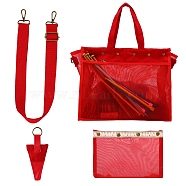 PVC Shoulder Yarn Storage Bag, Rectangle, Red, 32x39x15cm(PW-WG6AACF-03)