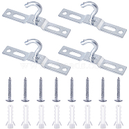 Iron Pad Eye Plate Ceiling Hooks, with Screw and Plastic Finding, Platinum, 35.5x93x17.5mm, Hole: 17mm and 5.8mm(AJEW-WH0038-62P-02)
