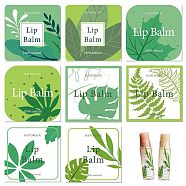 80Pcs 8 Style Custom Lip Balm DIY Label Sticker, Coated Paper Paster, Self-Adhesive Stickers, Square, Leaf Pattern, 5x5cm, 10pcs/style(DIY-CP0007-95D)
