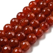 Natural Carnelian Beads Strands, Dyed & Heated, (128 Facets)Faceted, Round, Grade A, Round, 10mm, Hole: 1.2mm, about 37pcs/strand, 14.96 inch(38cm)(G-E571-A02-03)