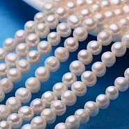 Potato Natural Cultured Freshwater Pearl Beads Strands, Creamy White, 7~8mm, Hole: 0.8mm, about 53~58pcs/strand, 13.5 inch~14.9 inch(PEAR-E007-7-8mm-AAA-01)