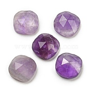 Natural Amethyst Cabochons, Faceted Square, 8x8x4mm(G-M431-01F)