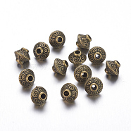 Tibetan Style Spacer Beads, Lead Free & Cadmium Free & Nickel Free, Bicone, Antique Bronze, 5.4x6.3mm, Hole: 1mm(X-MLF1152Y-NF)