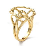 Rack Plating Brass Wire Wrap Cat Adjustable Rings for Women, Lead Free & Cadmium Free, Real 18K Gold Plated, US Size 7 1/4(17.5mm)(RJEW-Q777-03G)