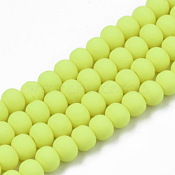 Handmade Polymer Clay Beads Strands, for DIY Jewelry Crafts Supplies, Round, Yellow, 7x5.5mm, Hole: 1.6mm, about 69pcs/strand, 15.75 inch~16.14 inch(40~41cm)(CLAY-N008-053-11)