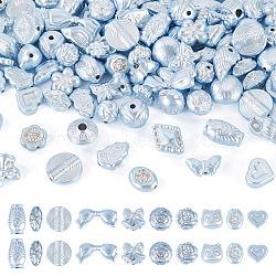 100G Pearlized Opaque Acrylic Beads, Mixed Shapes, Light Steel Blue, 9~18x8.5~29x3~14mm, Hole: 1.6~4mm(OACR-TA0004-32D)