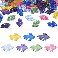 42Pcs 7 Colors Transparent Acrylic Pendants, Goldfish, Mixed Color, 26x42mm, 6pcs/color(MACR-TA0001-57)