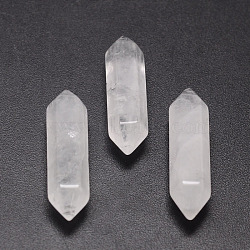 Natural Quartz Crystal Double Terminated Points Healing Stones, Reiki Energy Balancing Meditation Therapy Wand, for Wire Wrapped Pendants Making, No Hole/Undrilled, 34~36x9x9mm(G-K010-35mm-01)