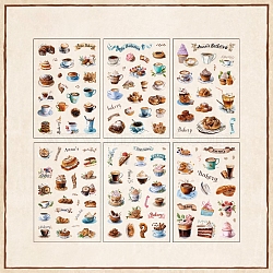 6Pcs Coffee Theme DIY Paper Scrapbook Stickers, for DIY Album Scrapbook, Diary Decoration, Coffee, 150x100x0.1mm(STIC-U004-05B)