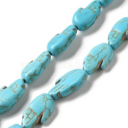Synthetic Turquoise Dyed Beads Strands, Palm, Turquoise, 18x10x4mm, Hole: 1mm, about 22pcs/strand, 15.79''(40.1cm)(G-E594-19)