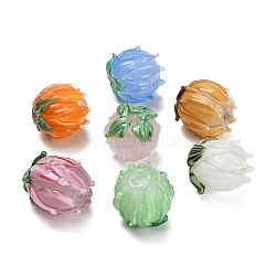 Handmade Lampwork Beads, Tulip, Mixed Color, 13~14.5x13.5mm, Hole: 1.4mm(LAMP-F041-02-A01)