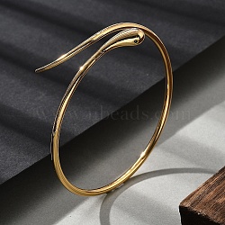 Brass Cuff Bangles for Women, Snake, Real 18K Gold Plated, Inner Diameter: 2-3/8x2-3/8 inch(6.05x6.1cm)(BJEW-F482-12G)