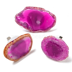 Dyed & Heatsd Natural Agate Slice USB Night Light Decoration, Healing Stone Night Lamp for Bedroom Home Decor, Camellia, 38~67.5x33~41x26~27mm(G-Q170-10A)