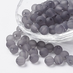 Transparent Acrylic Beads, Round, Frosted, Gray, 4mm, Hole: 1mm, about 1400pcs/50g(X-PL704-C62)