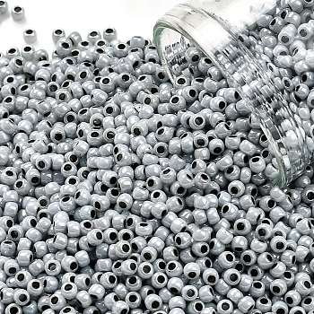 TOHO Round Seed Beads, Japanese Seed Beads, (820) Black Lined Grey Ceylon Pearl, 11/0, 2.2mm, Hole: 0.8mm, about 5555pcs/50g