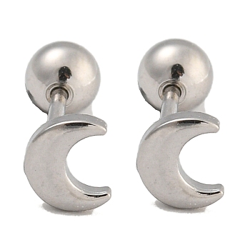 304 Stainless Steel Ear Plug Gauges, Stainless Steel Color, Moon, 5x4.5mm