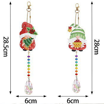DIY Diamond Painting Acrylic Pendants Decoration Kits, with Alloy Chian, Christmas, Gnome, 280~290x60~85mm