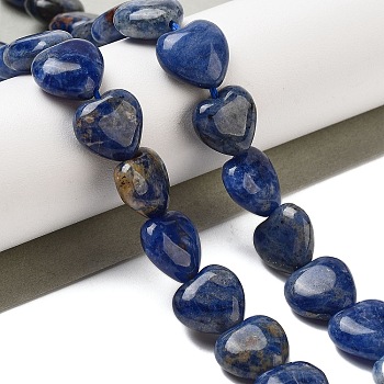 Natural Sodalite Beads Strands, Heart, 11~11.5x12x6mm, Hole: 1.1mm, about 36pcs/strand, 15.35 inch(39cm)