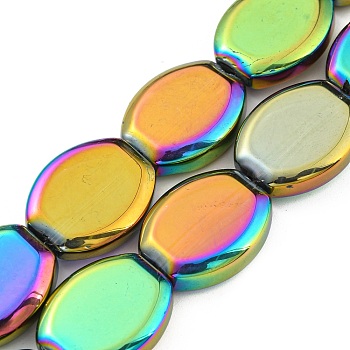 Full Plated Electroplate Glass Beads Strands, Oval, Colorful, 17x13.5x4.5mm, Hole: 1.2mm, about 37pcs/strand, 24.80 inch(63cm)