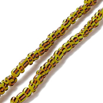 Handmade Lampwork Beads Strands,  3 Tone, Column, Goldenrod, 4~5.5x2~4mm, Hole: 1.8mm, about 130pcs/strand, 14.96~15.16 inch(38~38.5cm)