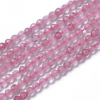 Natural Strawberry Quartz Beads Strands, Faceted, Round, 2~2.5x2mm, Hole: 0.2mm, about 158~205pcs/strand, 15.7~16.7 inch(40~42.5cm)