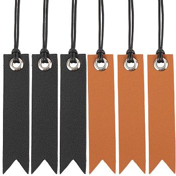 8Pcs 2 Colors Leather Bookmarks, with Tassel & Iron Grommets, Rectangle, Mixed Color, 193~195mm, 4pcs/color