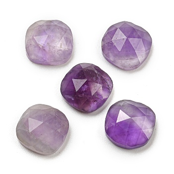 Natural Amethyst Cabochons, Faceted Square, 8x8x4mm