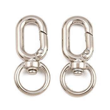 Zinc Alloy Swivel Clasps, Oval, Platinum, 41x18x7mm, Hole: 8x12.5mm