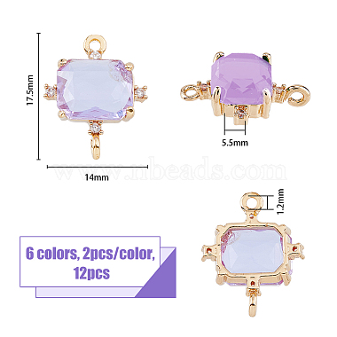 12Pcs 6 Colors Glass Connector Charms(GLAA-HY0001-11)-2