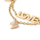 Bracelet à breloques cœur et mot d'amour en cristal strass avec 304 chaînes en acier inoxydable pour femme(STAS-P304-15G)-2