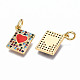 Brass Micro Pave Clear Cubic Zirconia Enamel Charms(ZIRC-Q200-004B-NF)-1