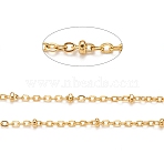 3.28 Feet Ion Plating(IP) 304 Stainless Steel Cable Chains, Soldered, Satellite Chains, with Rondelle Beads, Golden, 2x1.5x0.4mm(X-CHS-K004-13G-0.4mm)