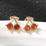 Cherry Brass Micro Pave Cubic Zirconia Stud Earrings, Nickel Free, Real 18K Gold Plated, 7.5x8mm(EJEW-P331-08G)
