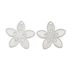 304 Stainless Steel Charms, Flower, Stainless Steel Color, 13x14x0.3mm, Hole: 1mm(STAS-C153-05P)
