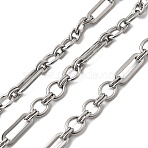 304 Stainless Steel Rectangle with Ring Link Chains, Unwelded, Stainless Steel Color, 14.5x5.5x1.3mm(CHS-Z007-21P)