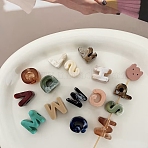 Two Tone Opaque Acrylic Imitation Gemstone Beads, Large Hole Beads, Letter, Mixed Color, 19.1~21x8.7~20.5x13.6~13.8mm, Hole: 6.3mm(OACR-N163-46)