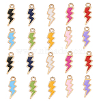 Alloy Enamel Pendants, Lightning, Light Gold, Mixed Color, 20.5x7.5x1.5mm, Hole: 2mm, 10 colors, 5pcs/color, 50pcs/box(ENAM-CJ0001-51)