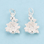 925 Sterling Silver Pendants, Flower Charms, with 925 Stamp, Silver, 15.5x10x4.5mm, Hole: 4mm, Jump Ring: 5x0.5mm, Inner Diameter: 4mm(STER-T009-14S)