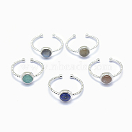 Natural Gemstone Cuff Finger Rings, with Brass Findings, Platinum, 20mm, 1.5~2.5mm(RJEW-I052-01P)