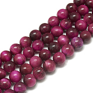 Natural Tiger Eye Beads Strands,  Dyed, Round, Medium Violet Red, 6mm, Hole: 1mm, about 62~63pcs/strand, 14.7~14.9 inch(G-S300-6mm-107B)