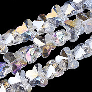Electroplate Glass Beads, AB Color Plated, Faceted, Butterfly, Clear AB, 12x14.5x7.5mm, Hole: 1mm(X-EGLA-Q091-14mm-B19)