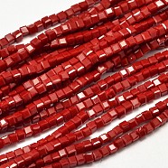 Faceted Cube Glass Beads Strands, Red, 2.5x2.5x2.5mm, Hole: 0.5mm, about 185pcs/strand, 15.7 inch(EGLA-J133-C02)