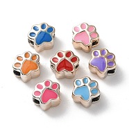 Acrylic European Beads, with Enamel, Large Hole Beads, Mixed Color, Paw Print, Golden, 10x11.5x8mm, Hole: 4.2mm(OACR-F007-03G)