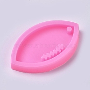 Pendant Silicone Molds, Resin Casting Molds, For UV Resin, Epoxy Resin Jewelry Making, Rugby/Football, Pink, 81x50x11mm(DIY-WH0156-01)