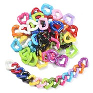 Rainbow Color Plated Acrylic Linking Rings, Quick Link Connector, Twist Heart, Mixed Color, 19x21x4mm, Inner Diameter: 10x12mm, 50pcs/bag(PACR-CJC0001-03)