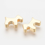 Brass Puppy Charms, Nickel Free, Real 18K Gold Plated, Dog Silhouette, 8x10x2.5mm, Hole: 1mm(KK-Q735-314G)