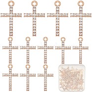 50Pcs Alloy Crystal Rhinestone Pendants, Cross Charms, Cadmium Free & Lead Free, Light Gold, 25.5x15x2mm, Hole: 2mm(FIND-SC0005-02)