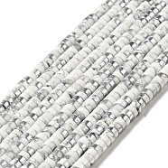 Electroplated Natural Howlite Bead Strands, Half Plated, Flat Round, Silver, 4x1.5~2mm, Hole: 1mm, about 194~199pcs/strand, 15.35''(39cm)(G-D470-01A)