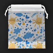 Plastic Frosted Drawstring Bags, Rectangle, Sun Pattern, 20x16x0.02~0.2cm(ABAG-M003-01A-01)